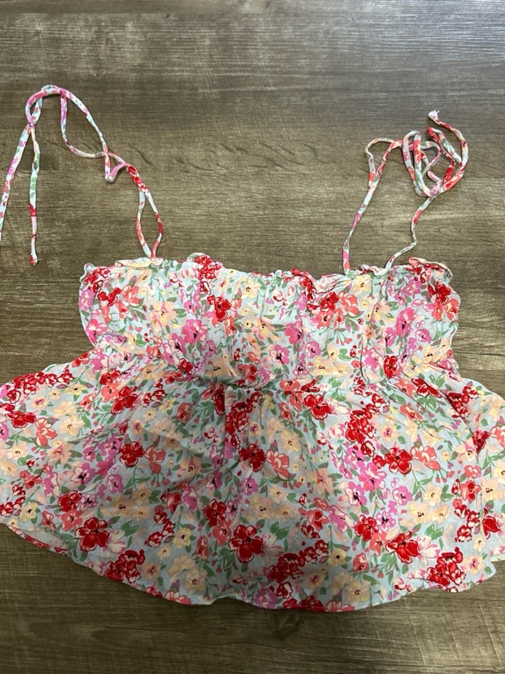 Forever 21 Girls Floral Smocked Cami - Pink Red Multi